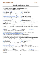 Ôn tập giữa kì 2 hóa 12 Trường THPT Trưng Vương