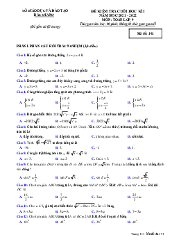 Đề kiểm tra cuối học kì 1 Toán 9 năm 2021 – 2022 sở GD&ĐT Bắc Giang