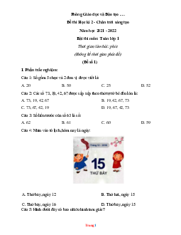 Bộ đề ôn tập toán 1 chân trời sáng tạo học kỳ 2