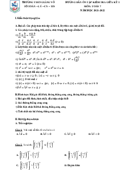 Hướng dẫn ôn tập giữa kỳ 1 Toán 7 năm 2021 – 2022 trường THCS Giảng Võ – Hà Nội