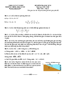 Đề thi học kì 2 Toán 8 năm 2019 – 2020 trường THCS Đặng Trần Côn – TP HCM