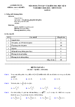 Nội dung ôn tập học kì 2 Toán 12 năm 2020 – 2021 trường THPT Việt Đức – Hà Nội