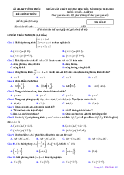 Đề thi học kỳ 1 Toán 10 năm học 2019 – 2020 sở GD&ĐT Vĩnh Phúc