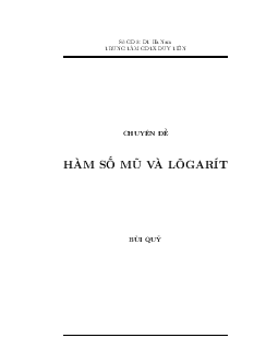 Chuyên đề hàm số Mũ và Logarit – Bùi Quỹ