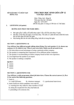 Đề thi chọn học sinh giỏi lớp 12 THPT tỉnh Đồng Nai năm học 2020-2021