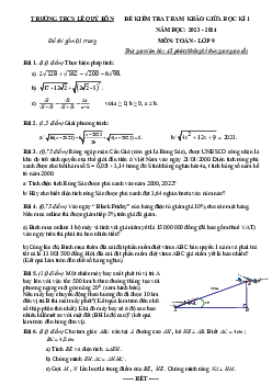 Đề tham khảo giữa kỳ 1 Toán 9 năm 2023 – 2024 trường THCS Lê Quý Đôn – TP HCM