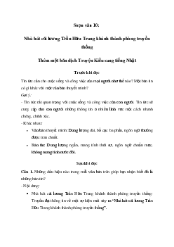 Soạn bài Nhà hát cải lương Trần Hữu Trang khánh thành phòng truyền thống - Ngữ Văn 10 Chân trời sáng tạo
