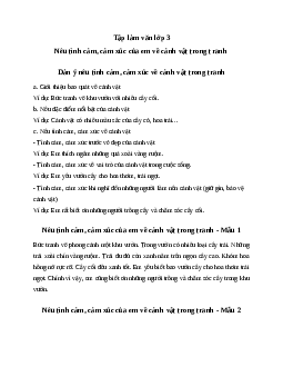 Tập làm văn lớp 3: Nêu tình cảm, cảm xúc của em về cảnh vật trong tranh - Cánh Diều