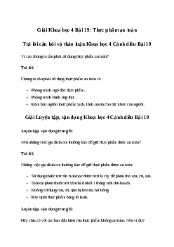 Giải Khoa học lớp 4 Bài 19: Thực phẩm an toàn | Cánh diều