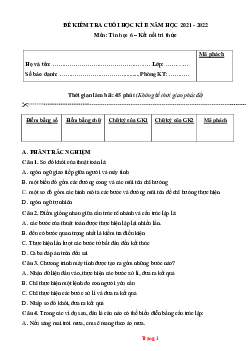 Đề thi học kỳ 2 môn Tin 6 kết nối (có đáp án và ma trận)