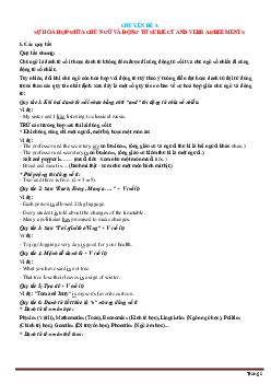 Chuyên đề 5: Sự hòa hợp giữa chủ ngữ và động từ SUBJECT AND VERB AGREEMENTS Tiếng Anh 9