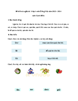 Đề thi giữa kì học kì 1 môn Tiếng Việt | Đề 6 | Cánh diều