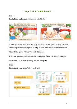 Giải Tiếng Anh lớp 4 Unit 9: Lesson 1 | Global Success