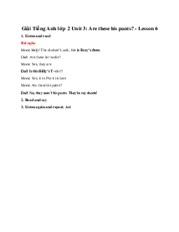 Unit 3: Are these his pants? - Lesson 6 SGK | Tiếng anh 2 Family and Friends