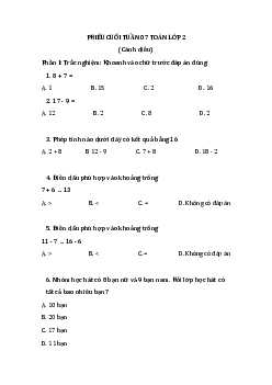 Bài tập cuối tuần Toán lớp 2 Cánh diều Tuần 7 nâng cao