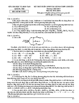 Đề thi vào 10 môn Hóa học (Chuyên) của Sở GD&ĐT Quảng Trị năm 2016-2027 (có đáp án)