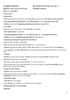 Đề cương HK2 Toán 12 năm 2020 – 2021 trường chuyên Bảo Lộc – Lâm Đồng