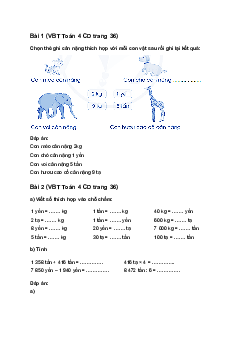 Vở bài tập Toán lớp 4 trang 36 Bài 14: Yến, tạ, tấn Cánh diều