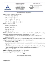 Đề giữa HK1 Toán 8 năm 2024 – 2025 trường Archimedes School – Hà Nội