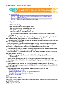 Bài 22: Hai đường thẳng vuông góc - Giáo án Toán 11 Kết nối tri thức