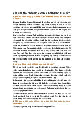 Báo cáo thu nhập (INCOME STATEMENT) là gì ?