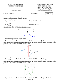 Đề giữa kỳ 1 Toán 12 năm 2023 – 2024 trường THPT Kẻ Sặt – Hải Dương