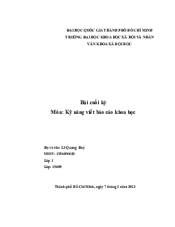 Kỹ năng viết báo cáo khoa học | Phương Pháp Nghiên Cứu Khoa Học | Đại học Khoa học Xã hội và Nhân văn, Đại học Quốc gia Thành phố HCM