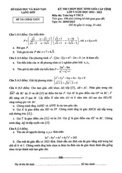 Đề học sinh giỏi cấp tỉnh Toán 9 năm 2022 – 2023 sở GD&ĐT Lạng Sơn