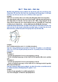Giải Khoa học tự nhiên 9 Chân trời sáng tạo Bài 7: Thấu kính. Kính lúp