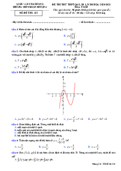 Đề thi thử Toán THPT QG 2021 lần 1 trường THPT Đoàn Thượng – Hải Dương