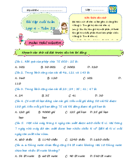 Giải Bài tập cuối tuần lớp 4 môn Toán Kết nối tri thức - Tuần 23