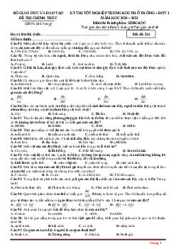 Đề thi TN THPTQG năm 2020-2021 môn sinh học  Sở GD và ĐT (mã đề 216, có đáp án)