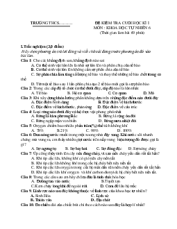 Đề thi học kì 1 môn Khoa học tự nhiên 6 năm 2023 - 2024 sách Cánh diều | Đề 4