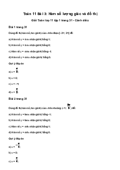 Giải Toán 11 Bài 3: Hàm số lượng giác và đồ thị | Cánh diều