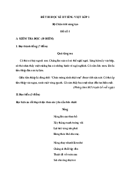 Đề thi học kì 2 lớp 1 môn Tiếng Việt Chân trời sáng tạo năm 2024 - Đề 1