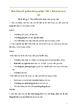 Hoạt động trải nghiệm 8: Rèn luyện sự tự chủ | Kết nối tri thức