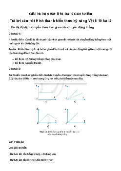 Giải Vật lí 10 Bài 2: Đồ thị dịch chuyển theo thời gian. Độ dịch chuyển tổng hợp và tốc độ tổng hợp | Cánh diều