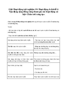 Giải Hoạt động trải nghiệm 10: Hoạt động 4 chủ đề 6 Chân Trời Sáng Tạo