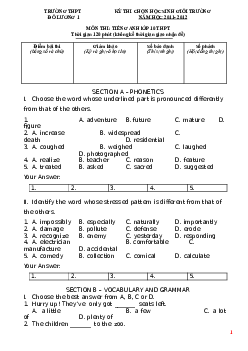 Tuyển tập đề thi chọn HSG Tiếng Anh 10 một số trường THPT năm 2011-2012