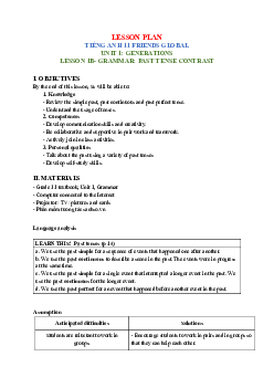 Unit 1: Generations - Lesson plan 1B | Giáo án Tiếng Anh 11 Friends Global