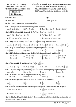 Đề cuối học kỳ 1 Toán 10 năm 2022 – 2023 trường THPT Mạc Đĩnh Chi – TP HCM