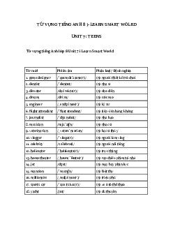 Từ vựng unit 7 lớp 8 Teens i-Learn Smart World