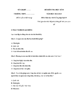 Đề thi học kì 2 môn Giáo dục Kinh tế và Pháp luật 10 sách Chân trời sáng tạo | Đề 2