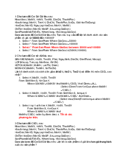 Câu hỏi trắc nghiệm ôn tập môn Cơ sở dữ liệu bằng tiếng Anh có đáp án