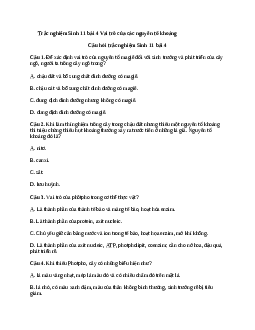 Trắc nghiệm Sinh học 11 Bài 4: Vai trò của các nguyên tố khoáng | Kết nối tri thức