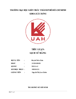 Tiểu luận "Lịch sử Đảng"