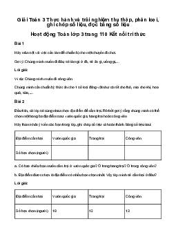 Giải Toán 3 Bài 75: Thực hành và trải nghiệm thu thập, phân loại, ghi chép số liệu, đọc bảng số liệu | Kết nối tri thức