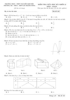 Đề giữa kì 1 Toán 12 năm 2022 – 2023 trường Nguyễn Khuyến & Lê Thánh Tông – TP HCM