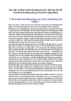 Văn mẫu 8 Kể lại một hoạt động xã hội | Viết bài văn Kể lại một hoạt động nâng cao ý thức cộng đồng