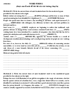 Word formation exercises